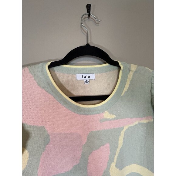 Fate Sleeveless Ruffle Sleeve Sweater, Multicolor, Pink Yellow Green Size Large - Picture 3 of 7